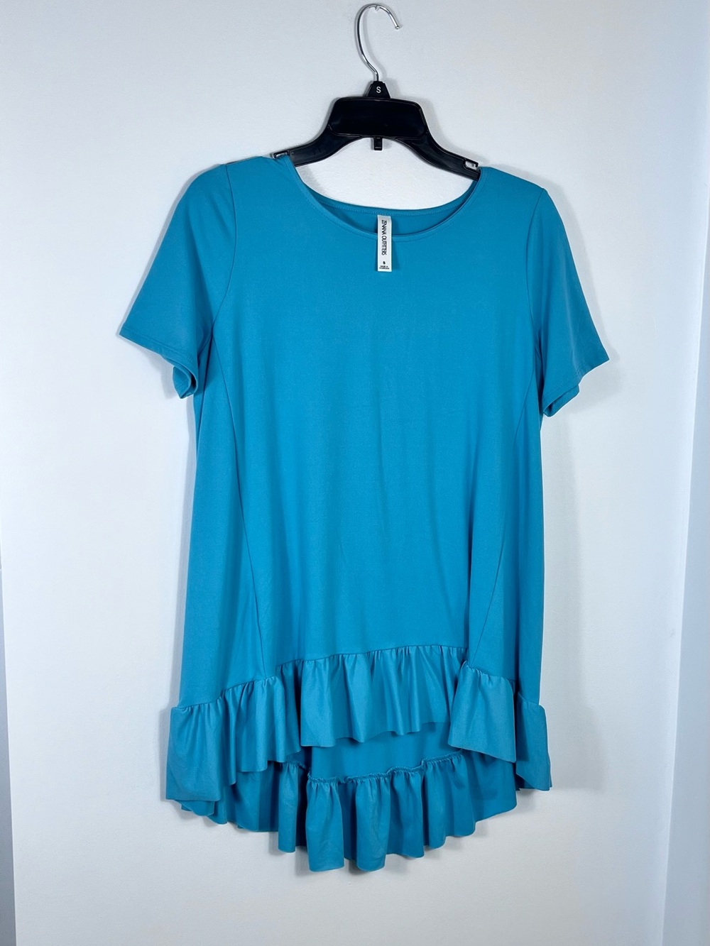 Zenana Outfitters Teal Tunic With Ruffled Hem NWOT